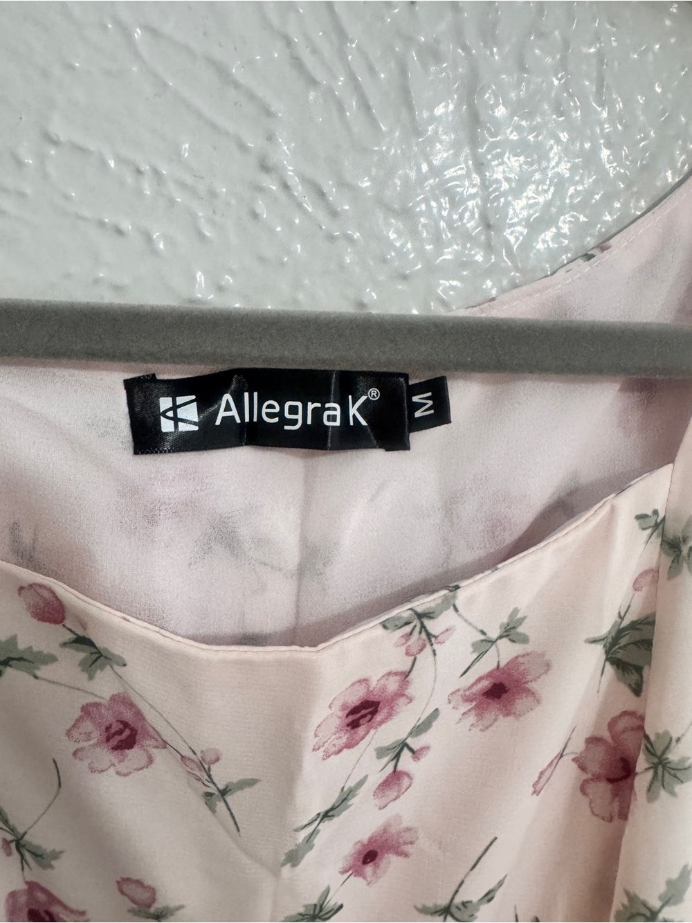 Allegra K Cream Pink Floral Ruched Mini Dress - Picture 5 of 5